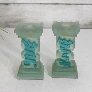 Vintage Shabbat Candlesticks Art Deco Style